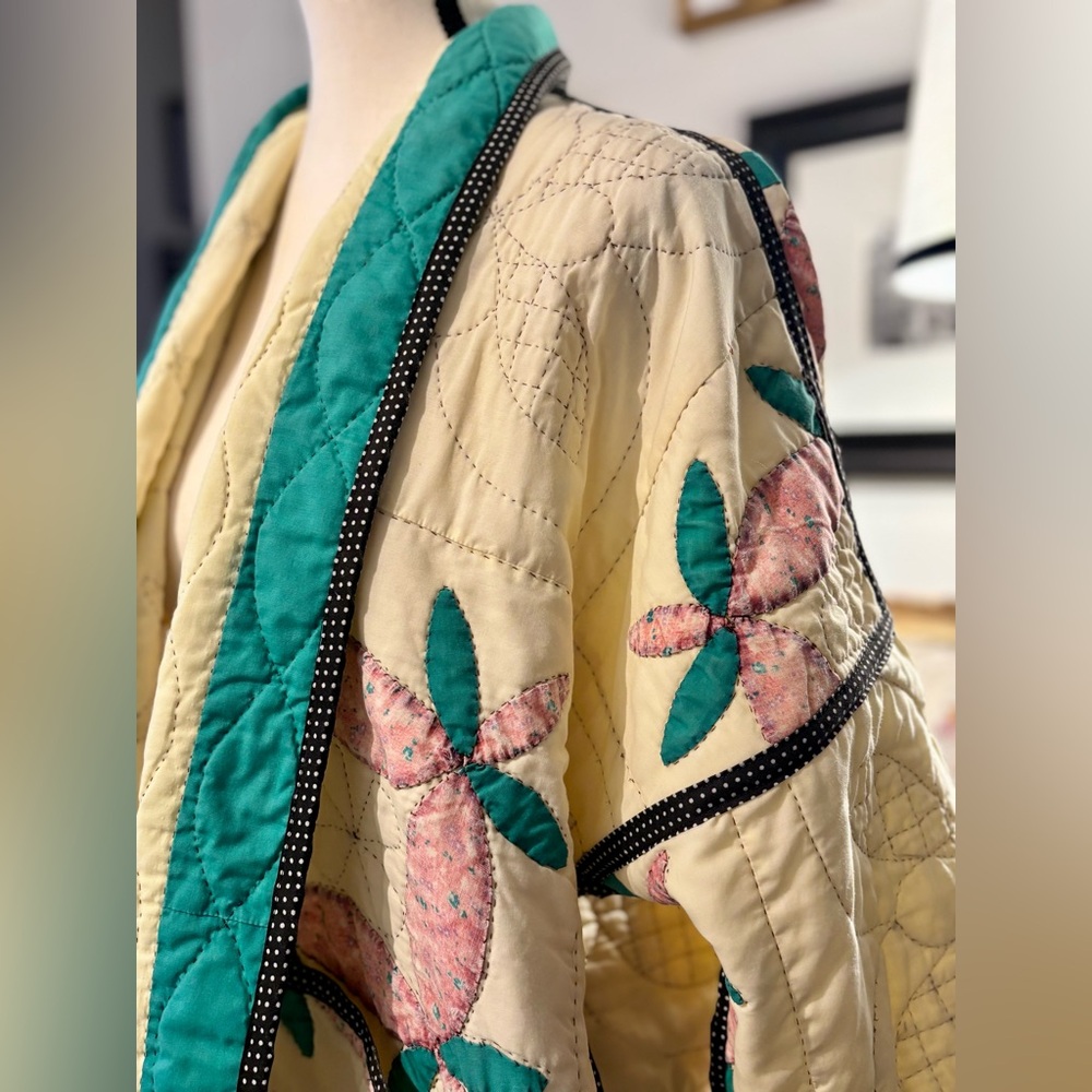 🧵SOLD🧵 HANDMADE (by me) Vintage 1930s Quilt Jacket size S/M - Picture 9 of 16